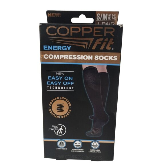 Copper Fit Energy Compression Socks Small Medium Copper Infused Circulation New - Picture 1 of 5